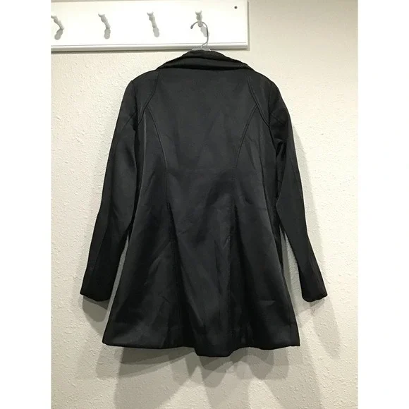 Eileen Fisher Bonded Fleece Funnel Neck Jacket Coat Black S Minimalist Chic Luxe